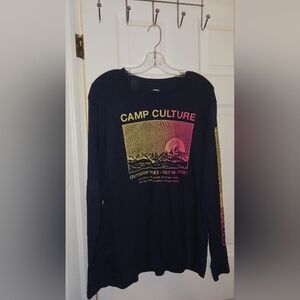 Old Navy Long Sleeve Tee - Black with Pink and Yellow Graphic
